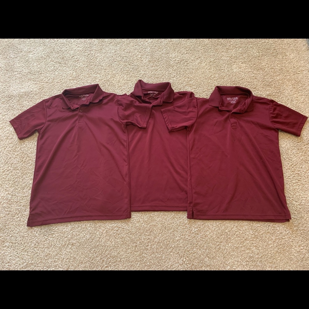 Bundle of 3 Nautica Boys Husky Perforated Polo Shirts
